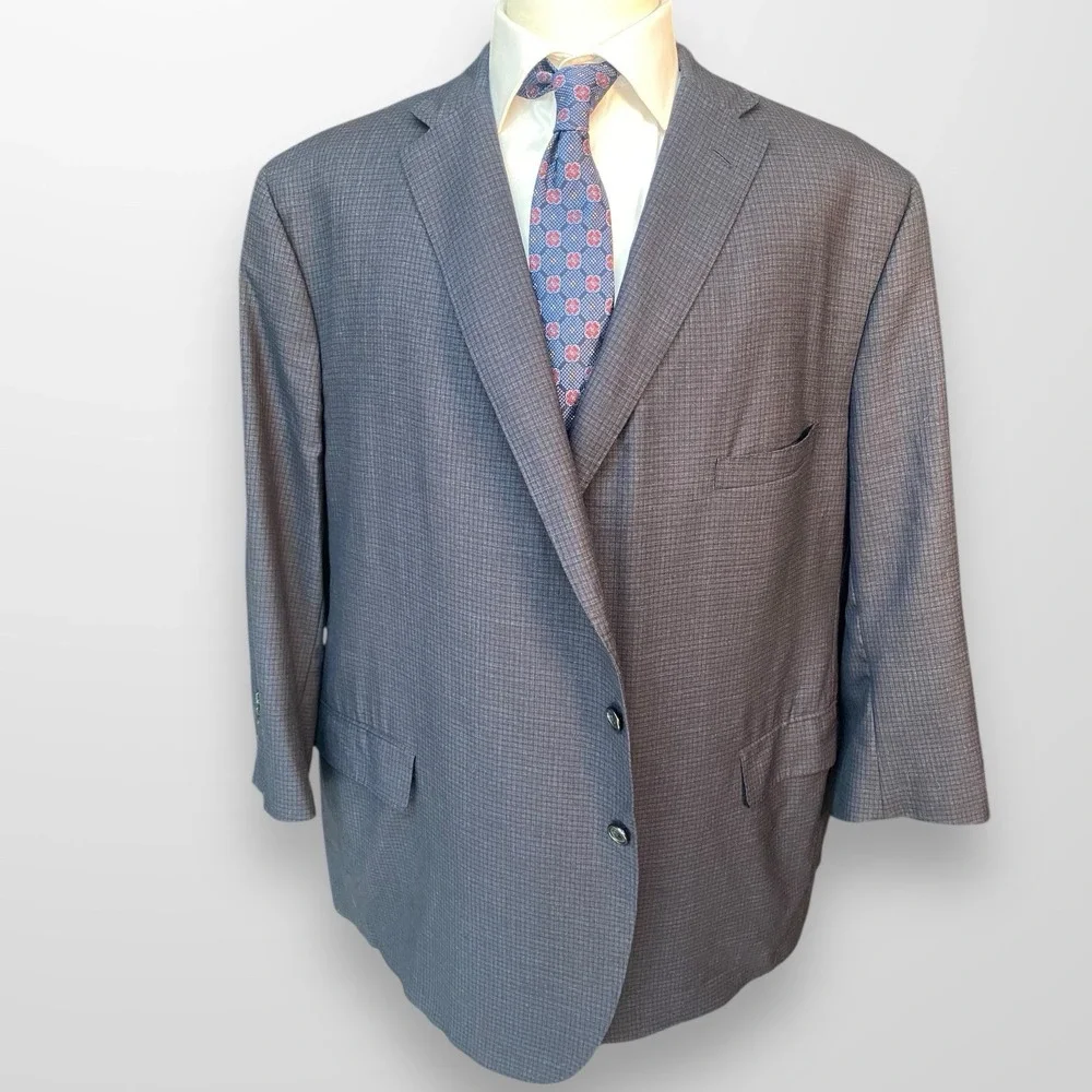 Executive Collection Tom James‎ 56R  Blue Black Plaid Blazer Sport Coat Jacket